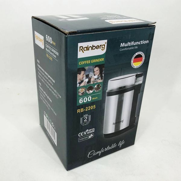 Электрическая роторная кофемолка Rainberg RB-2205 600 Вт Нержавеющая сталь 00019800 фото