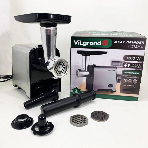 М'ясорубка електрична з нержавіючої сталі VILGRAND V1212MG сталева 1200 Вт 00019387 фото