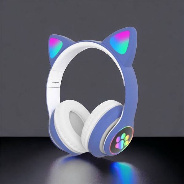 Беспроводные LED наушники с кошачьими ушками CAT STN-28, Стерео наушники с кошачьими ушками. Цвет: синий 00023850 фото