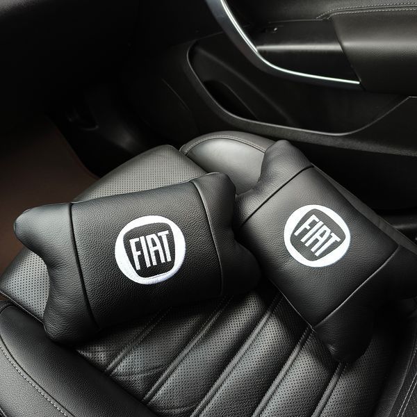 Набір подушок Fiat з натуральної шкіри + вишивка логотипу та шкіряний брелок у подарунок 00016882 фото