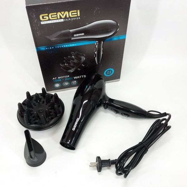 Профессиональный фен Gemei GM-103 2200Вт для сушки укладки волос режимы скорости, температуры, сенсор 00014546 фото