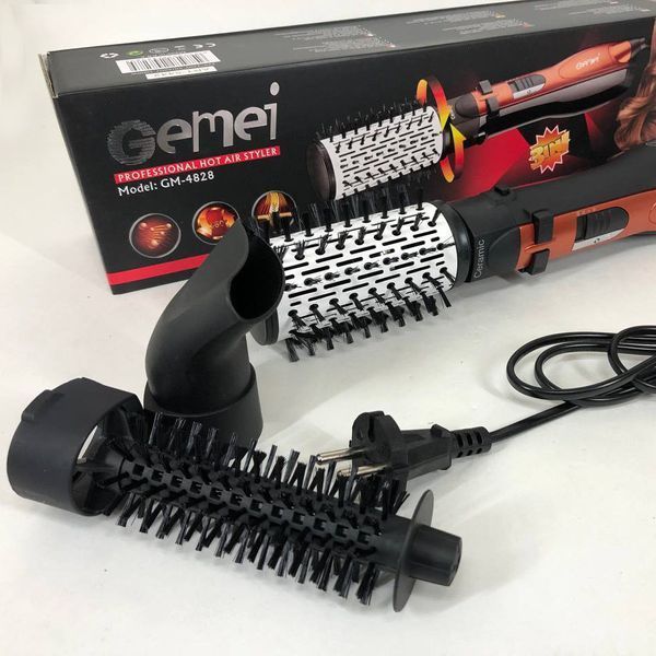 Фен Щітка Gemei Gm-4828 Браш Стайлер гребінець Для Брашинга, Фен щітка 3 в 1, Фен браш Gemei 00014350 фото