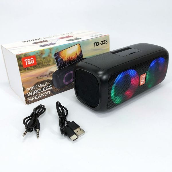 Портативная колонка TG333 2x5W с RGB подсветкой, громкая блютуз колонка. Цвет: черный 00017227 фото