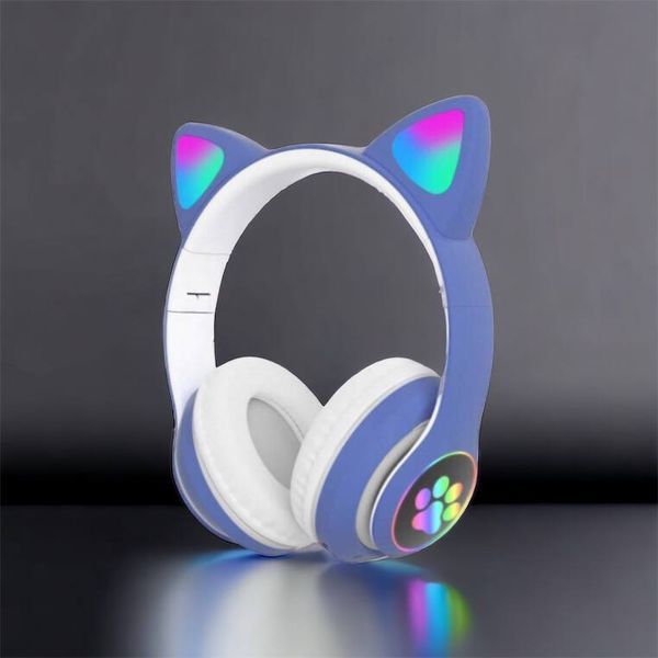 Беспроводные LED наушники с кошачьими ушками CAT STN-28, Стерео наушники с кошачьими ушками. Цвет: синий 00023850 фото