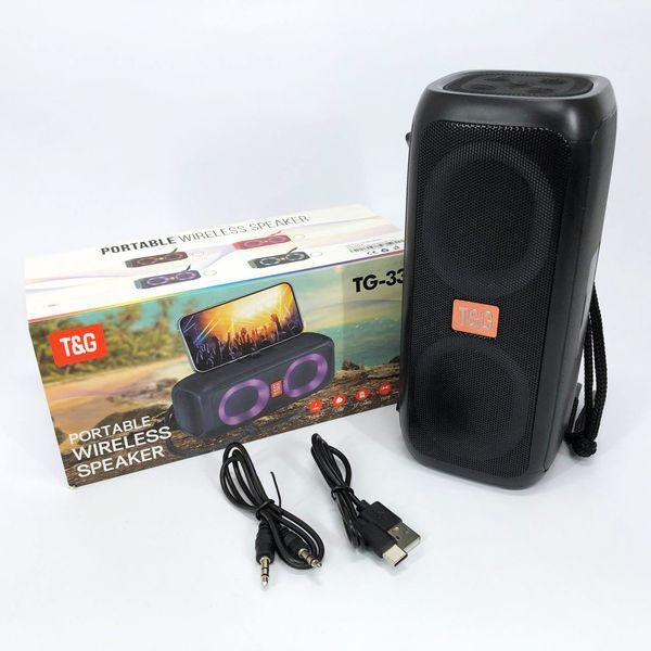 Портативная колонка TG333 2x5W с RGB подсветкой, громкая блютуз колонка. Цвет: черный 00017227 фото