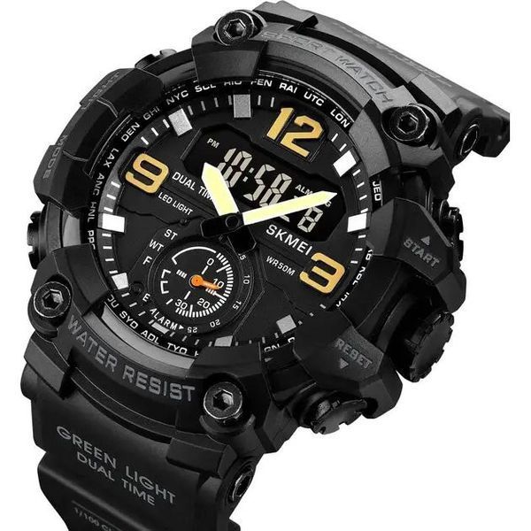 Часы наручные мужские SKMEI 1965BK BLACK, армейские часы противоударные. Цвет: черный 00022060 фото