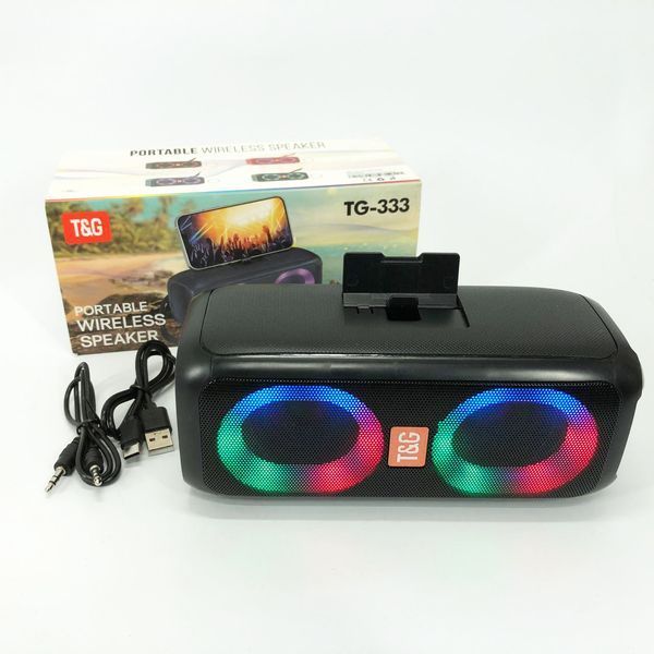 Портативная колонка TG333 2x5W с RGB подсветкой, громкая блютуз колонка. Цвет: черный 00017227 фото