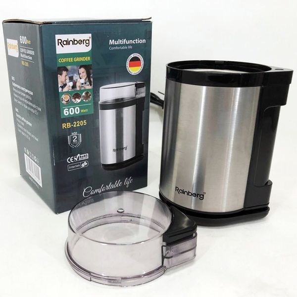 Электрическая роторная кофемолка Rainberg RB-2205 600 Вт Нержавеющая сталь 00019800 фото