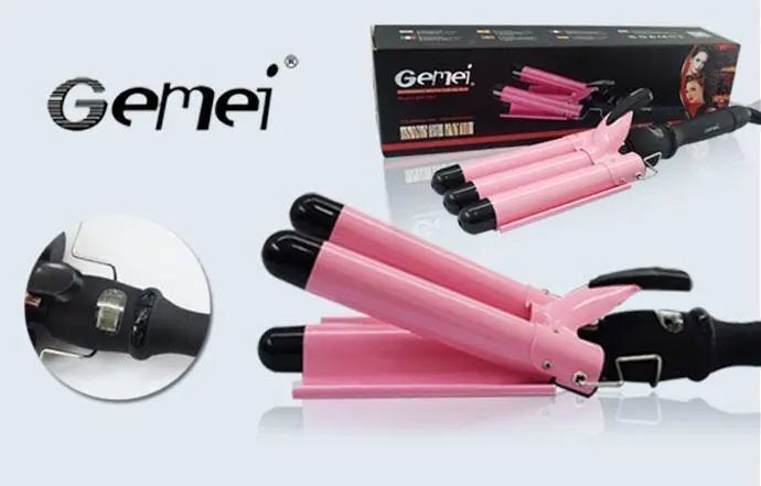 Потрійна плойка для волосся Gemei GM 1956 дисплеєм 00021747 фото