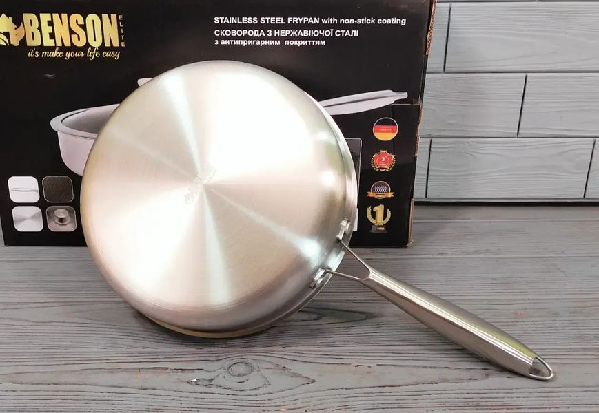 Cковорода глубокая Benson из нержавеющей стали 26 см (BN-587) Антипригарное покрытие 00020364 фото
