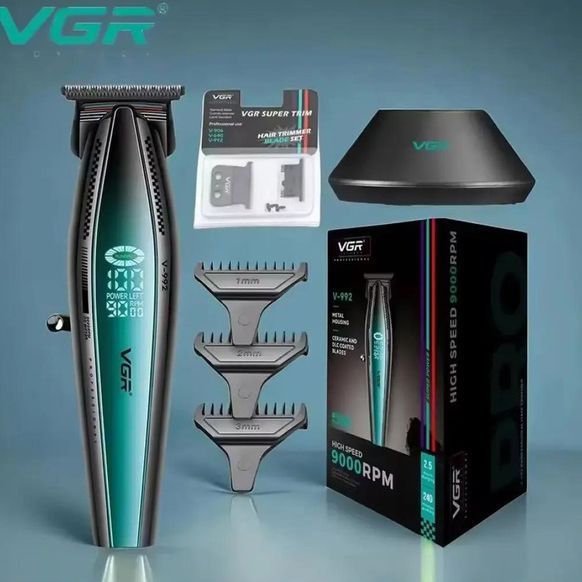 Машинка для стрижки волос с мощным мотором XPRO VGR V-992 GREEN с насадками 1-2-3 мм 00014569 фото