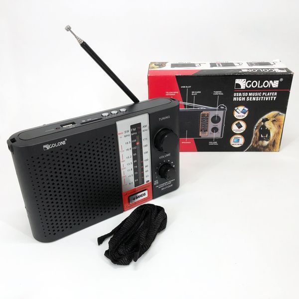 Радиоприемник переносной GOLON RX F12 AM/FM/SW, Радиоприемник am fm, Радио переносное фм. Цвет: черный 00017306 фото