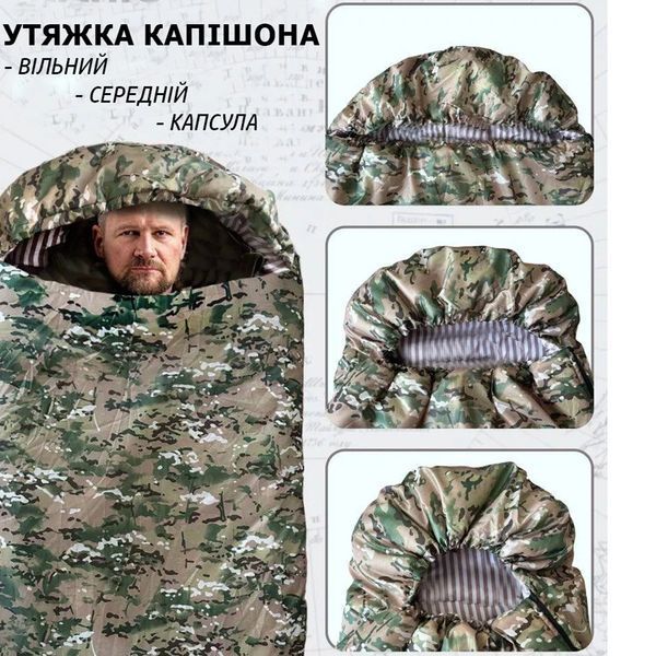 Универсальный спальный мешок Арктика до -25, тактический зимний спальник, военный мультикам 00018464 фото