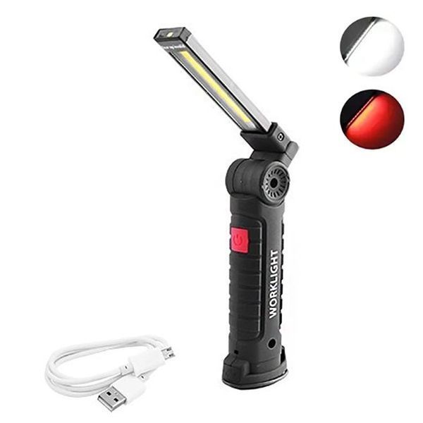 Светодиодный фонарь кемпинг W52 SMD + COB, красный + белый, магнит, крючок, кемпинговый складной фонарь 00022917 фото
