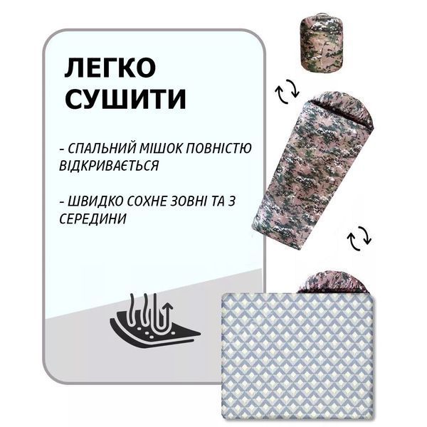 Универсальный спальный мешок Арктика до -25, тактический зимний спальник, военный мультикам 00018464 фото