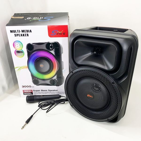 Портативная караоке колонка SPS 8147 Bluetooth 20W с микрофоном и RGB-подсветкой 00017741 фото