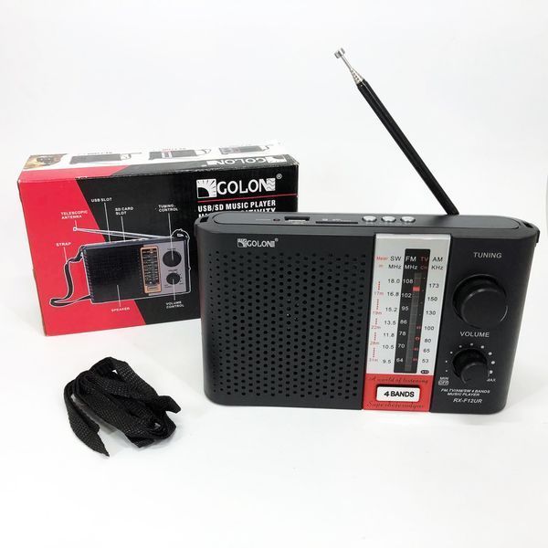 Радиоприемник переносной GOLON RX F12 AM/FM/SW, Радиоприемник am fm, Радио переносное фм. Цвет: черный 00017306 фото