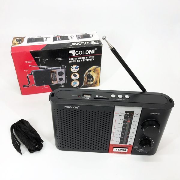 Радиоприемник переносной GOLON RX F12 AM/FM/SW, Радиоприемник am fm, Радио переносное фм. Цвет: черный 00017306 фото