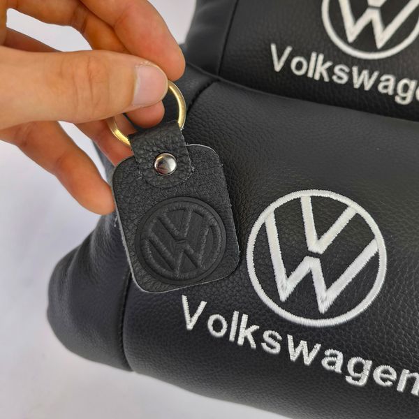 Набор подушек 2шт в авто Volkswagen из натуральной кожи, на подголовник в машину, Автомобильная подушка 00016729 фото