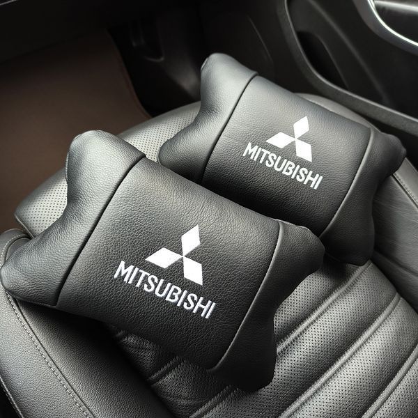 Подушки Mitsubishi з натуральної шкіри, Автоподушки на підголовник + шкіряний брелок з логотипом 00016883 фото