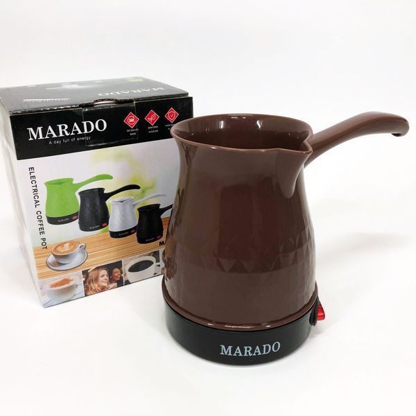 Электрическая турка для кофе Marado MA-1625, Бытовая турка, Бюджетная турка. Цвет: коричневый 00020099 фото