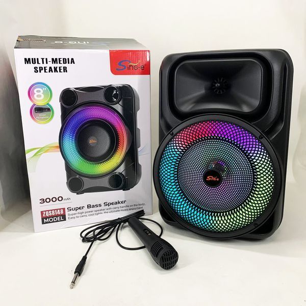 Портативная караоке колонка SPS 8147 Bluetooth 20W с микрофоном и RGB-подсветкой 00017741 фото