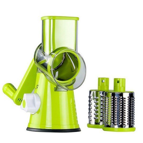 Овочерізка мультислайсер Tabletop Drum Grater Kitchen Master Терка для овочів та фруктів 3 насадки. Колір: зелений 00020291 фото