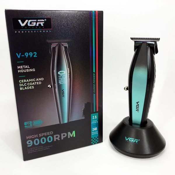 Машинка для стрижки волос с мощным мотором XPRO VGR V-992 GREEN с насадками 1-2-3 мм 00014569 фото