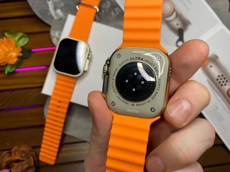 Оранжевые Смарт часы L8 Ultra Max 49 mm 1:1 Apple Watch! AMOLED.Премиум качество. Есть винты и фиксатор ремешка 00018111 фото