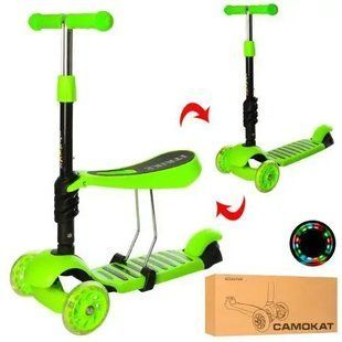 Детский самокат с сиденьем Best Scooter 3в1 зеленый 00016050 фото