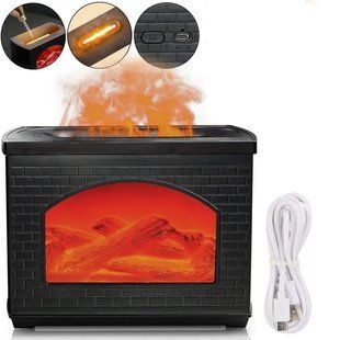 Увлажнитель воздуха Камин с эффектом пламени Fireplace Humidifier 270 мл / Ночник аромадифузор с имитацией огня и светодиодной подсветкой USB 00018577 фото