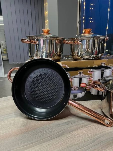 Набор кухонной посуды из нержавеющей стали Yimattel 12 предметов с индукционным дном 00020513 фото