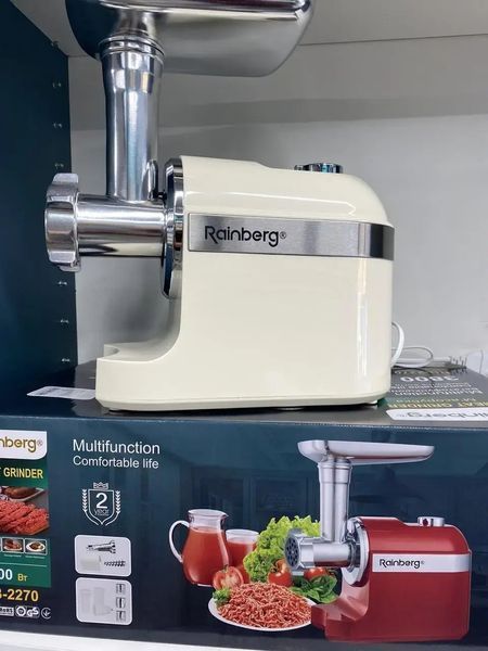 красная Мясорубка Rainberg RB-2270 3800Вт с реверсом и насадками для шинковки и колбас 00021049 фото