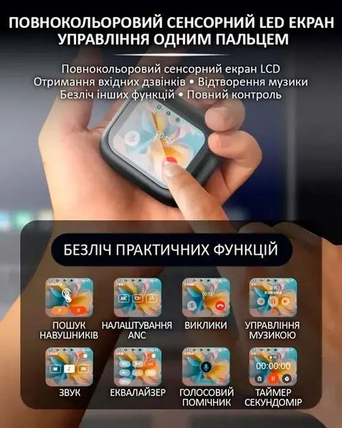 Бездротові навушники LX-10 TWS Earbuds з LED дисплеєм, Bluetooth 5.4, ANC+ENC, 320mAh Black 00023835 фото