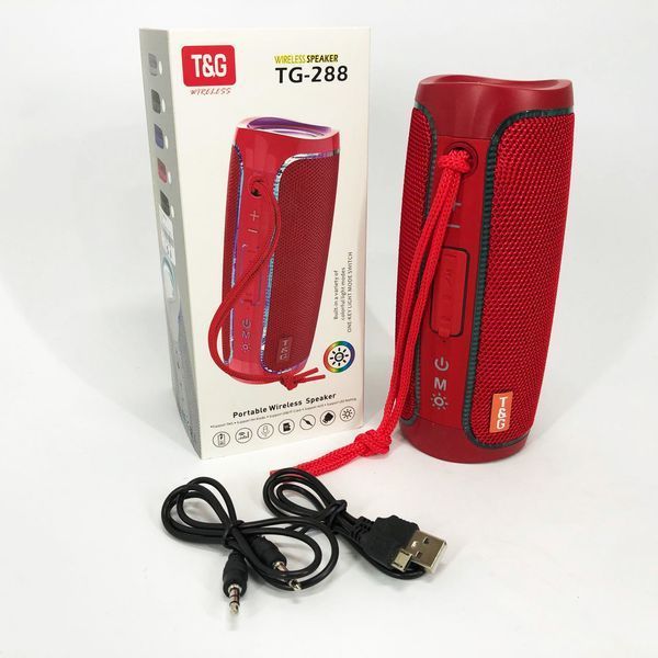 Портативная Bluetooth колонка с LED подсветкой TG288, громкая колонка для вечеринки. Цвет: красный 00017228 фото