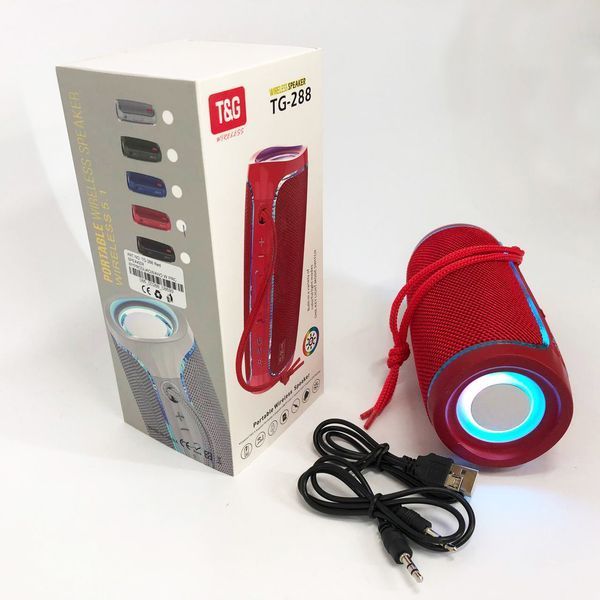 Портативная Bluetooth колонка с LED подсветкой TG288, громкая колонка для вечеринки. Цвет: красный 00017228 фото