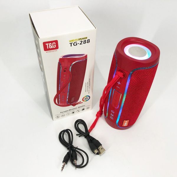 Портативная Bluetooth колонка с LED подсветкой TG288, громкая колонка для вечеринки. Цвет: красный 00017228 фото