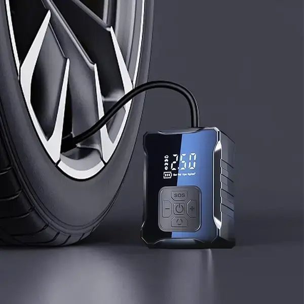 Автомобільний компресор автоматичний з дисплеєм 6000mAh 150 PSI 120W М-007 Чорний 00017171 фото