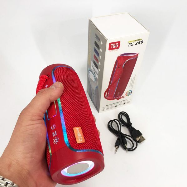 Портативная Bluetooth колонка с LED подсветкой TG288, громкая колонка для вечеринки. Цвет: красный 00017228 фото