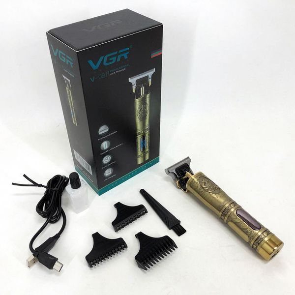Триммер для волос и бороды VGR V-091 LED 3 насадки, Подстригательная машинка, Окантовочная машинка 00015306 фото