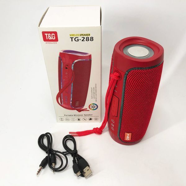 Портативная Bluetooth колонка с LED подсветкой TG288, громкая колонка для вечеринки. Цвет: красный 00017228 фото
