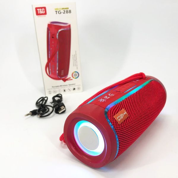 Портативная Bluetooth колонка с LED подсветкой TG288, громкая колонка для вечеринки. Цвет: красный 00017228 фото