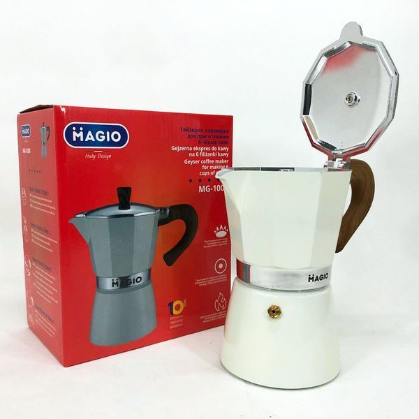 Гейзерна кавоварка Magio MG-1008 300 мл, кавоварка для індукційної плити, гейзерна турка для кави 00018678 фото