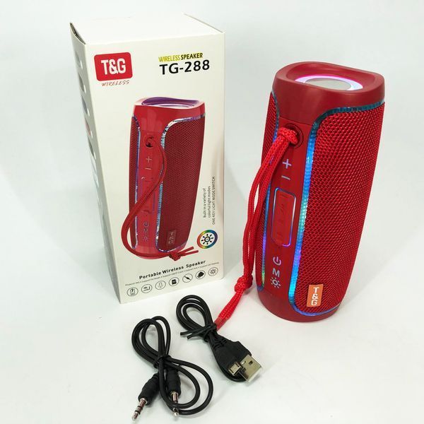 Портативная Bluetooth колонка с LED подсветкой TG288, громкая колонка для вечеринки. Цвет: красный 00017228 фото