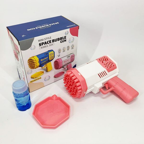 Дитячий пістолет мильні бульки Rocket Bubble Gun 15,8 см автоматичний. Колір: рожевий 00016119 фото