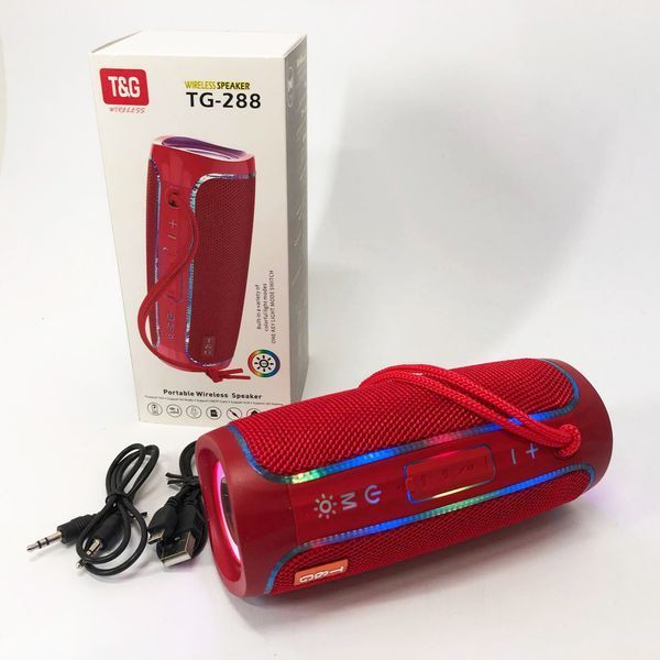 Портативная Bluetooth колонка с LED подсветкой TG288, громкая колонка для вечеринки. Цвет: красный 00017228 фото