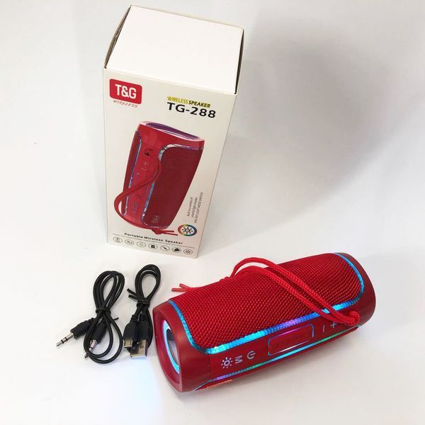 Портативная Bluetooth колонка с LED подсветкой TG288, громкая колонка для вечеринки. Цвет: красный 00017228 фото