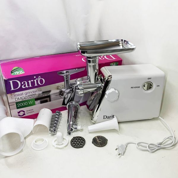 М'ясорубка електрична 2000 Вт Dario DMG0320. Колір: білий 00019389 фото