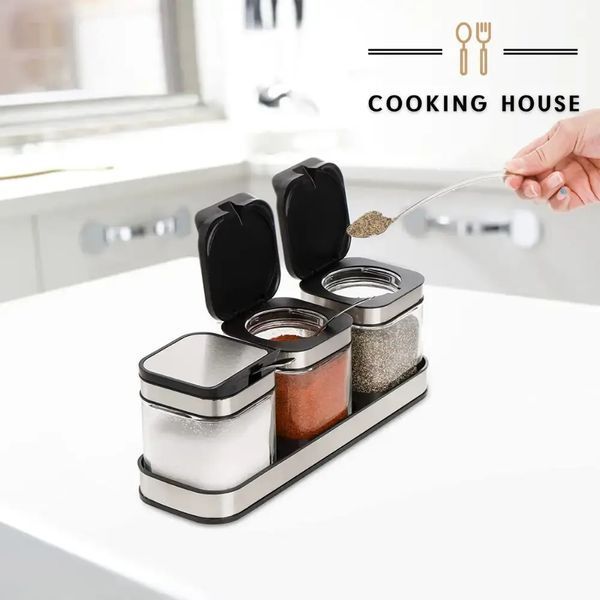 Набор контейнеров для соли, перца, приправ и специй Cooking House с крышками и ложками &ndash; 3 шт 00019346 фото