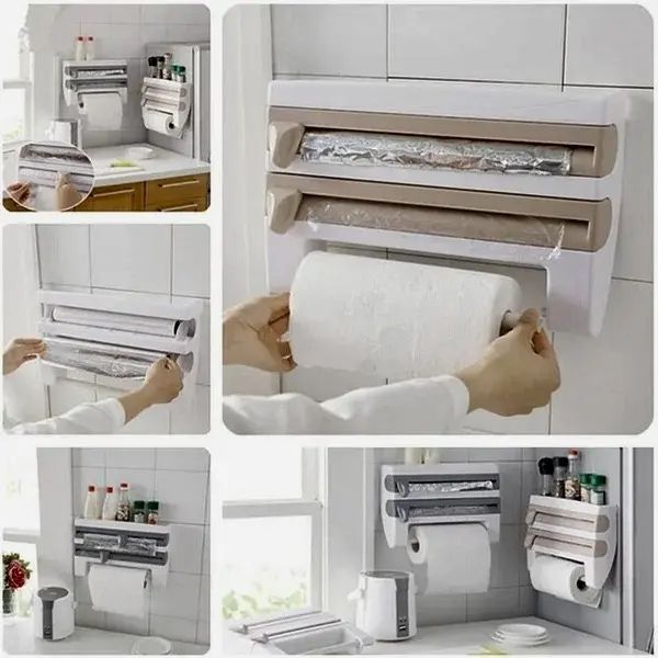 Кухонний диспенсер для плівки, фольги та рушників Kitchen Roll Triple Paper dispenser, тримач для рушників 00012990 фото